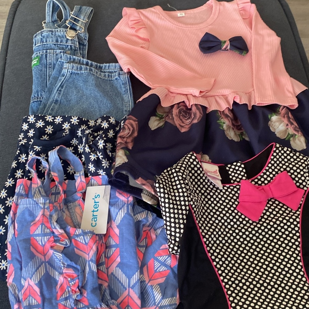 Blue and Pink Geometric Kids Dress
